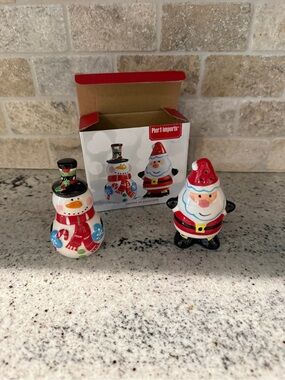 Pier 1 Imports Snowman and Santa Salt and Pepper Shakers